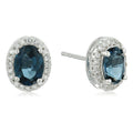 Pinctore Ster Silver Oval London Blue Topaz And White Topaz Earrings