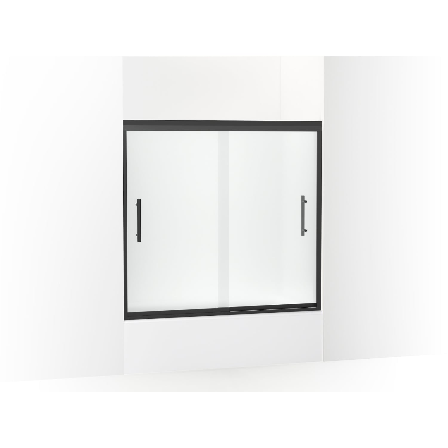 Sterling 542808 59P Finesse 55 1 2 High X 56 5 8 Wide Sliding Framed Matte Black Frame Finish With Smooth Clear Glass