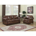 Sterling Cognac Brown Italian Leather Sofa And Chair