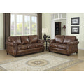 Sterling Cognac Brown Italian Leather Sofa And Loveseat