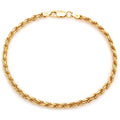 Yellow Gold Plated Silver Diamond Cut Rope Chain Bracelet 7 8 Inch