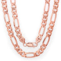 Roberto Martinez Rose Gold Plated 7.5Mm Figaro Chain 22 30 Pink