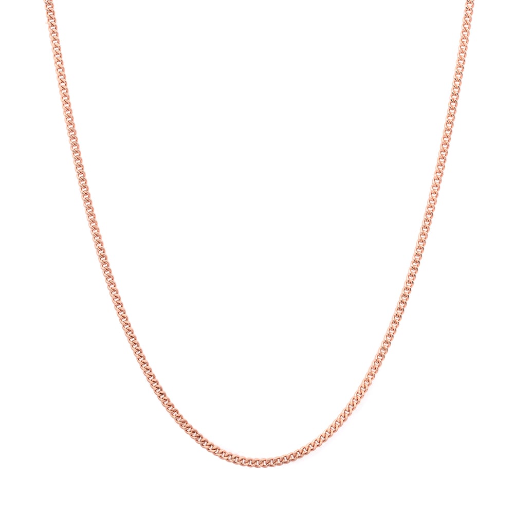 Roberto Martinez Rose Gold Plated Silver 1.25 Mm Curb Chain 16 24 Pink