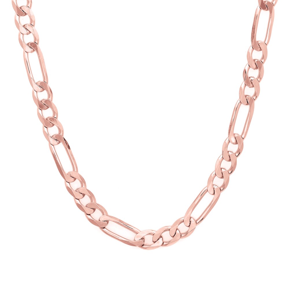 Sterling Essentials Rose Gold Over Silver 6 Mm Diamond Cut Figaro Chain 18 30 Inch