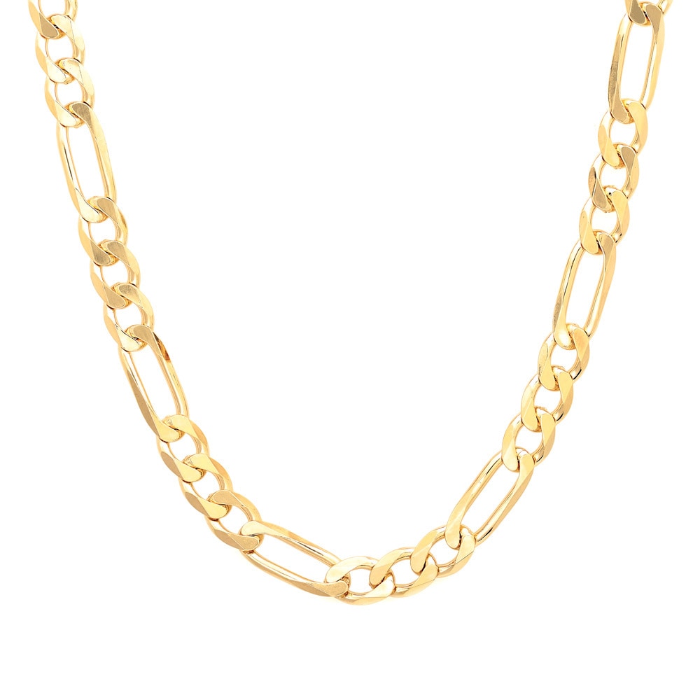 Sterling Essentials 14K Gold Over Silver 6 Mm Diamond Cut Figaro Chain 18 30 Inch