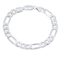 Sterling Silver Italian 8Mm Diamond Cut Figaro Bracelet 9 Inch