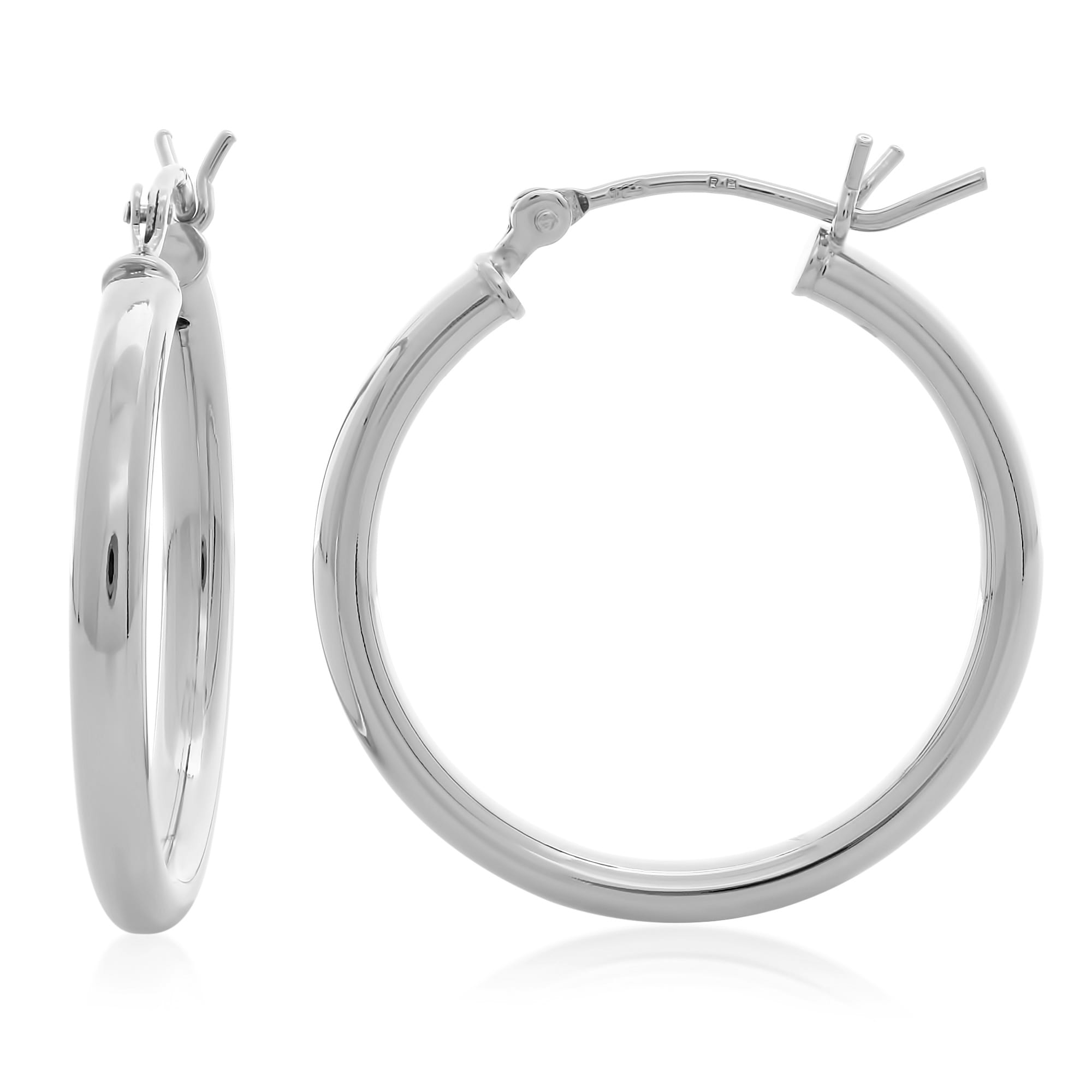 Sterling Silver 1 Inch Classic Tube Hoop Earrings