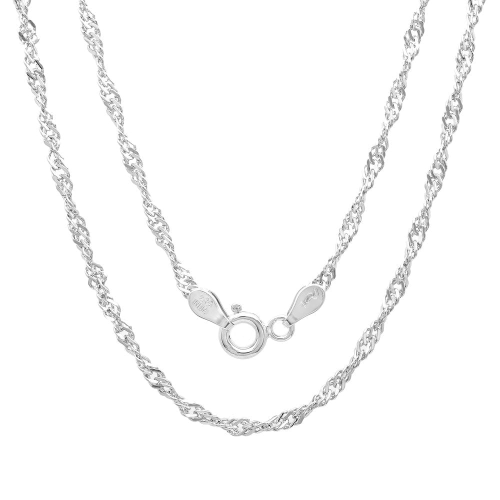 Sterling Silver 18 Inch Singapore Chain 2Mm