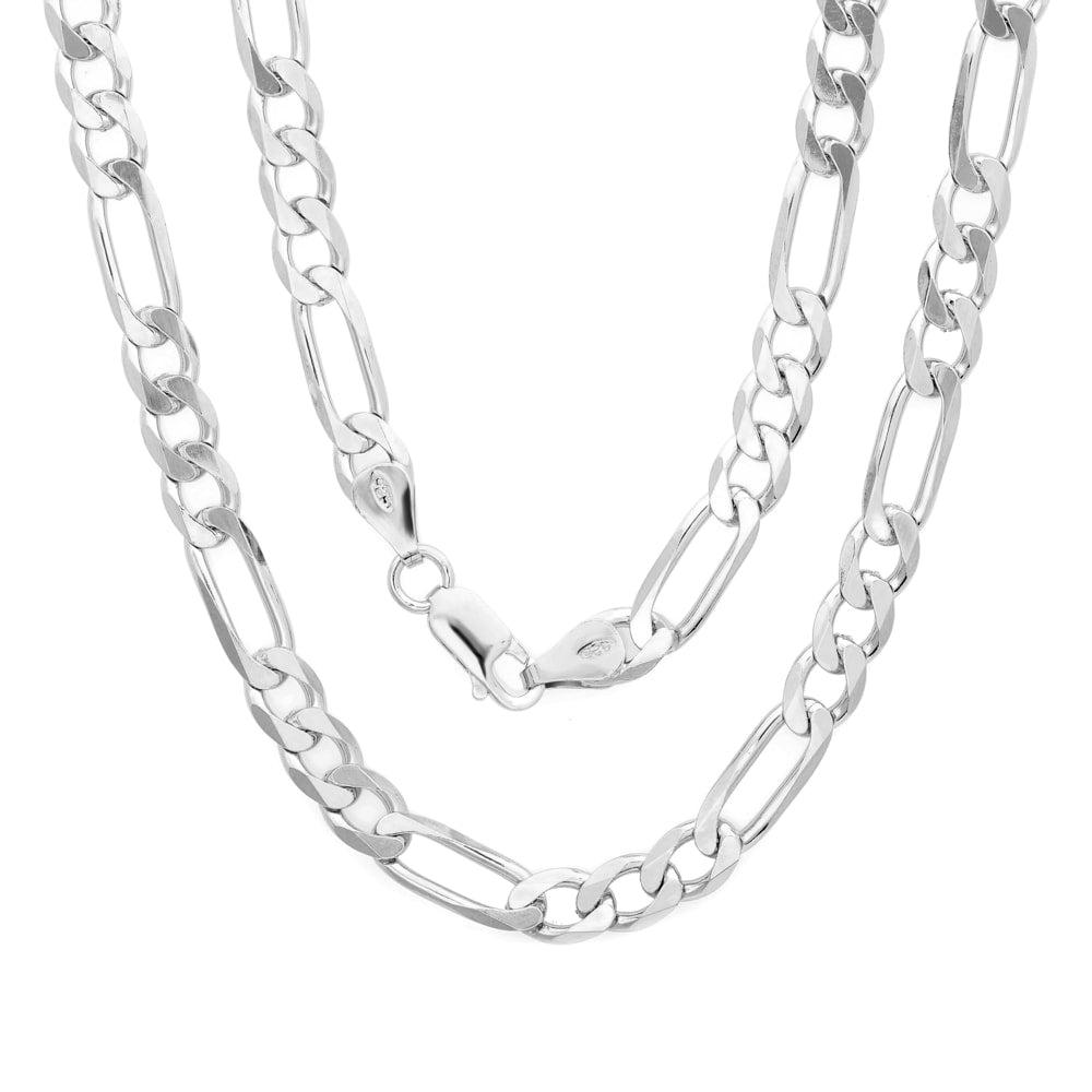 Sterling Silver 6 Mm Italian Diamond Cut Figaro Chain 20 30 Inch