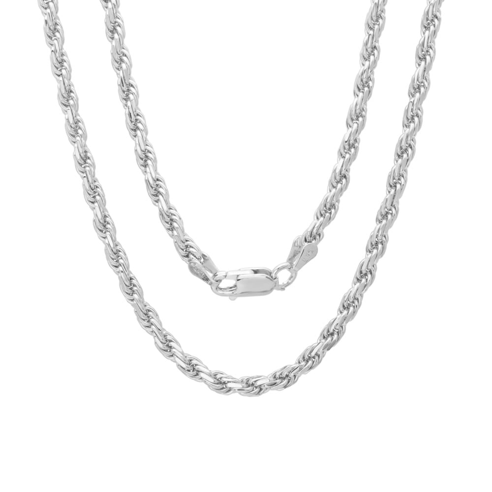 Sterling Silver 2.5 Mm Diamond Cut Rope Chain Necklace By Roberto Martinez