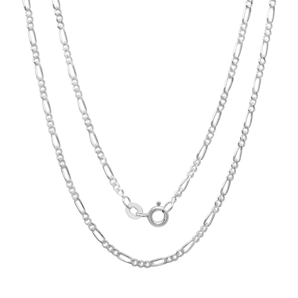 Sterling Silver 2 Mm Figaro Chain 16 24 Inch White