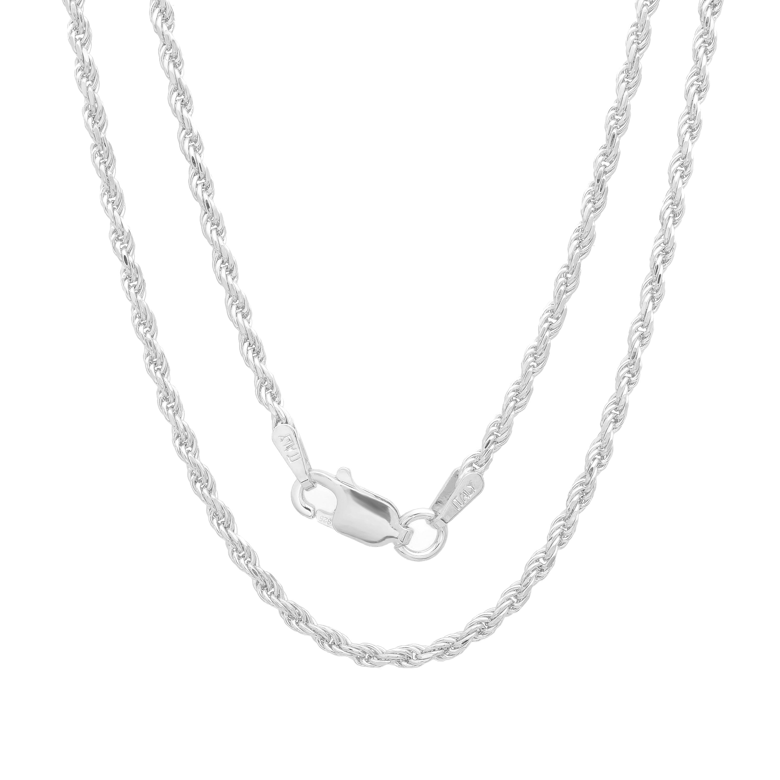 Sterling Silver 1.8 Mm Diamond Cut Rope Chain Necklace