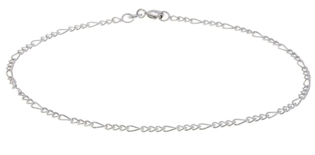 Sterling Silver 2 Mm Figaro Chain Anklet By Roberto Martinez