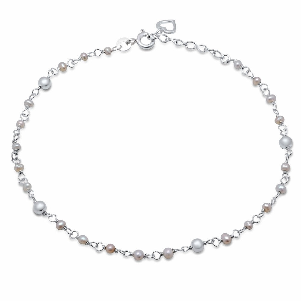 Sterling Silver Freshwater Pearl Anklet By Roberto Martinez