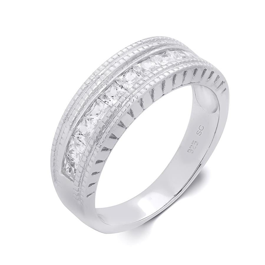 Sterling Silver 0.25 Carat Classic Anniversary Wedding Band Ring 7Mm