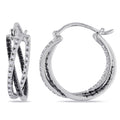 Sterling Silver 1 4Ct Tdw Black And White Diamond Earrings