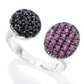 Pinctore Sterling Silver Rhodolite Black Spinel Bypass Ring White