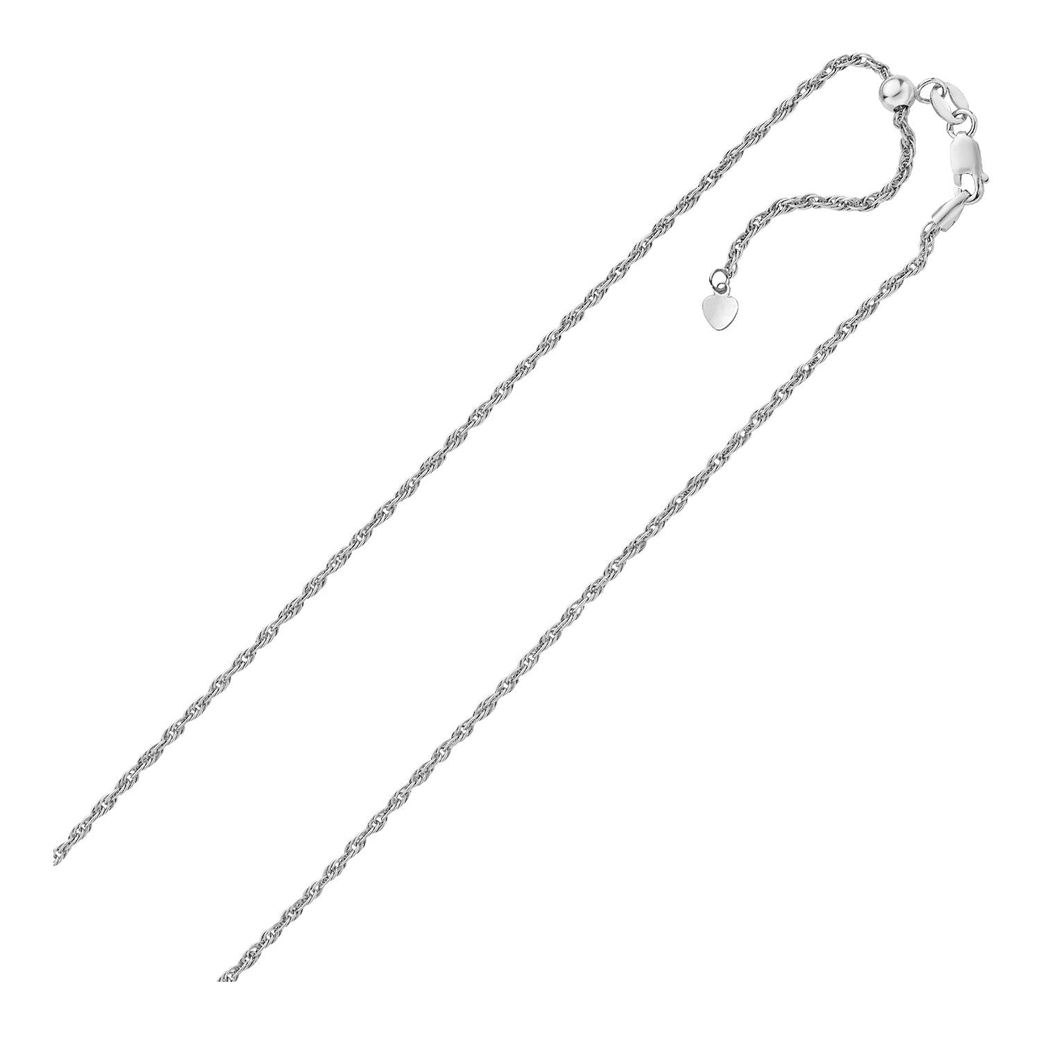 Sterling Silver 1.5Mm Adjustable Rope Chain 22 Inches