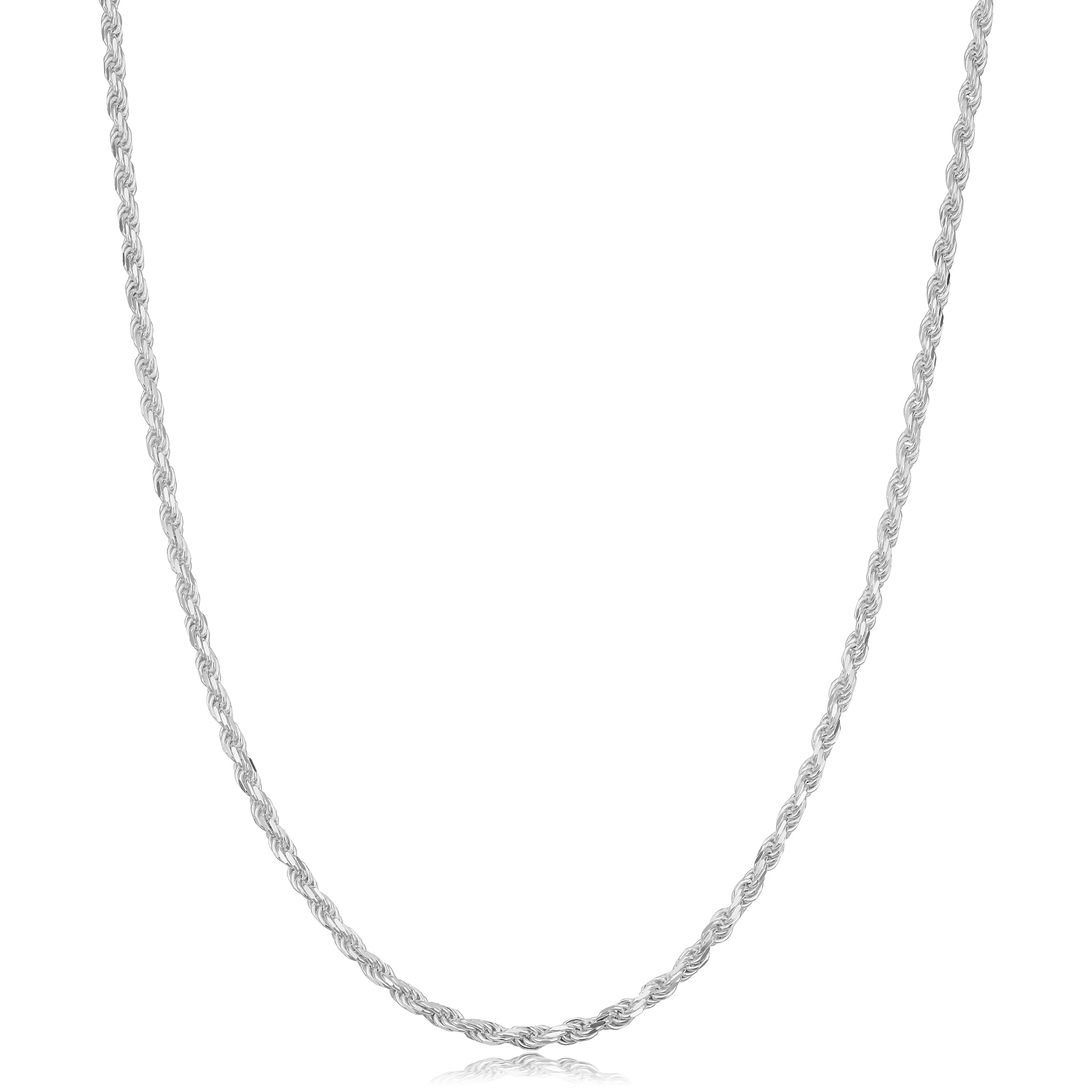 Sterling Silver 1.7 Millimeter Diamond Cut Rope Necklace 14 30 Inch