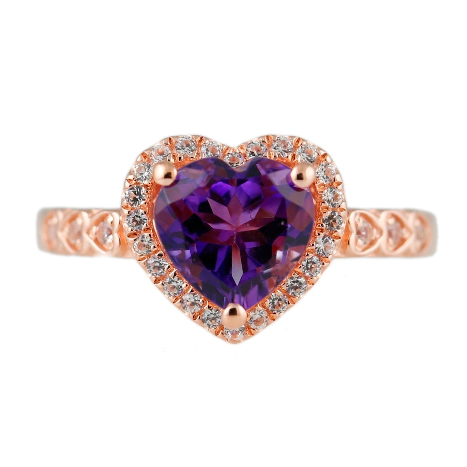 Pinctore Sterling Silver 1.9Ctw African Amethyst Cubic Zirconia Ring Size 7 Purple