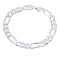 Sterling Silver Italian 10Mm Diamond Cut Figaro Bracelet 8 9 Inch