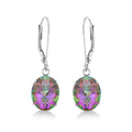 Sterling Silver 10X8 Oval Genuine Birthstone Leverback Dangle Earrings