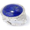Pinctore Sterling Silver 2.77Ct Tgw Lapis And White Topaz East West Ring