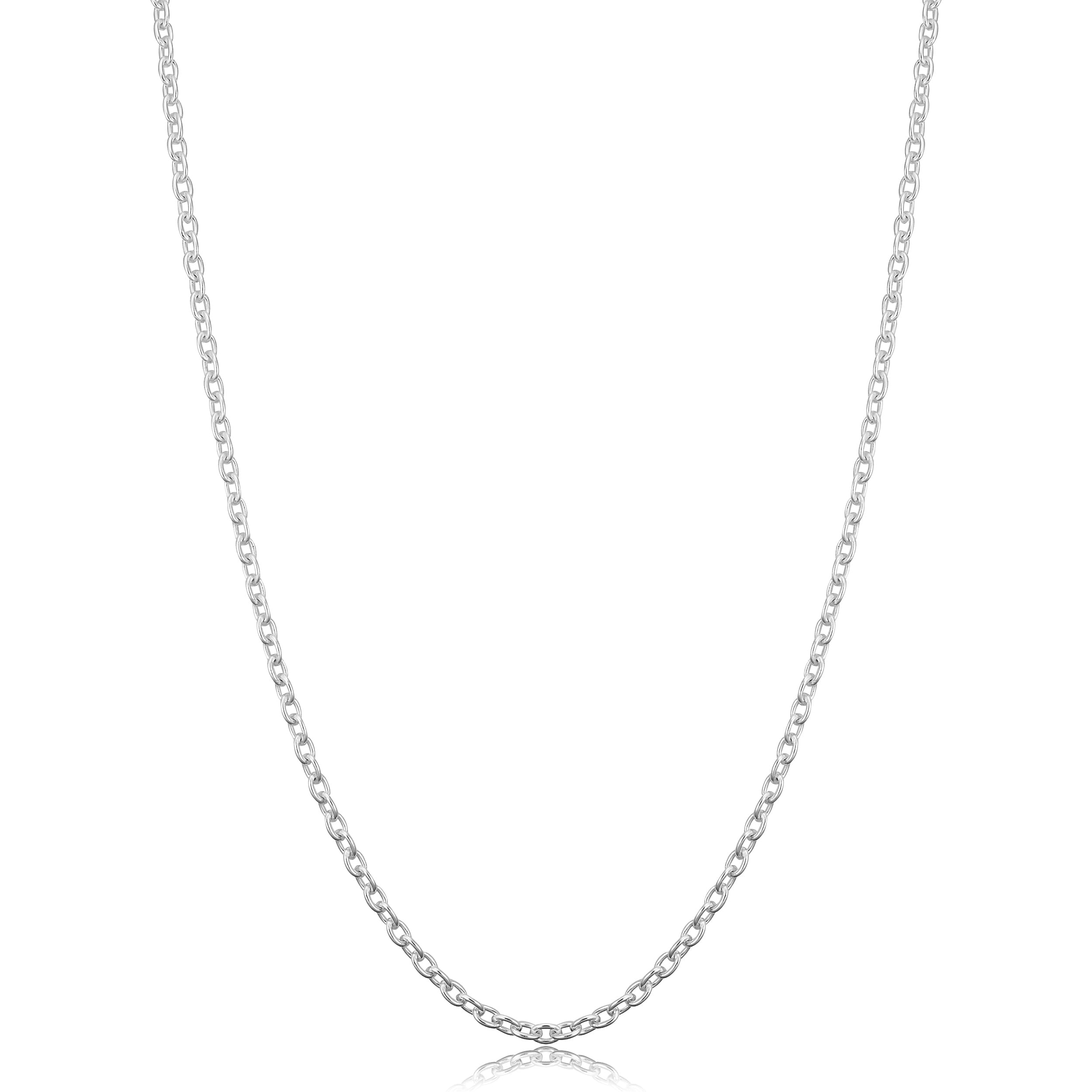 Sterling Silver 2.1 Millimeter Round Cable Chain Necklace