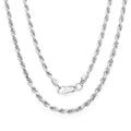Sterling Silver 20 Inch Diamond Cut Rope Chain 2.25Mm White