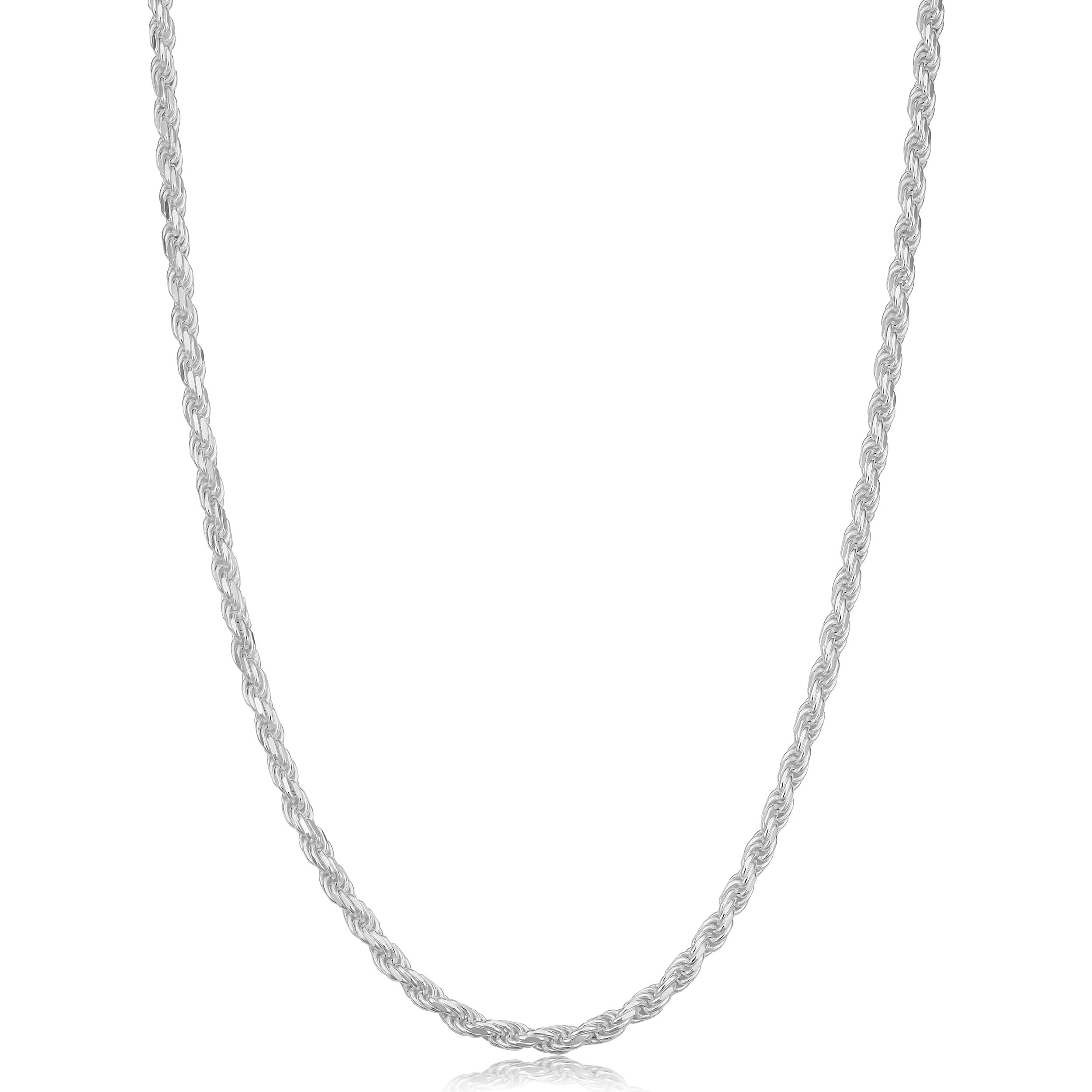Sterling Silver 2.3 Millimeter Diamond Cut Rope Necklace 14 30 Inch