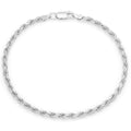 Sterling Silver 2.5 Mm Diamond Cut Rope Chain Bracelet