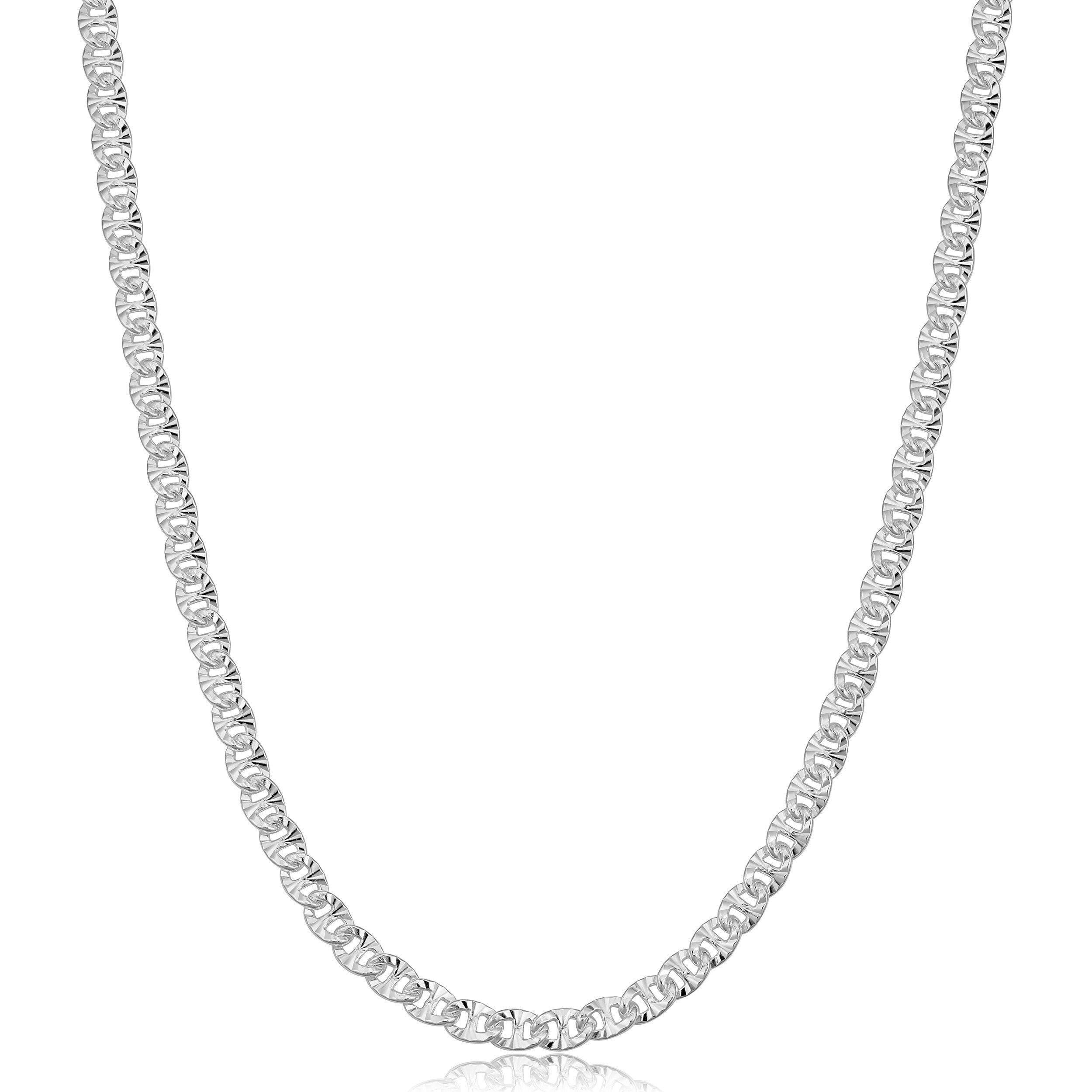 Sterling Silver 3.5 Millimeter Diamond Cut Mariner Necklace