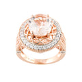 Pinctore Sterling Silver 4 1 10Ct Oval Morganite White Zircon Halo Ring