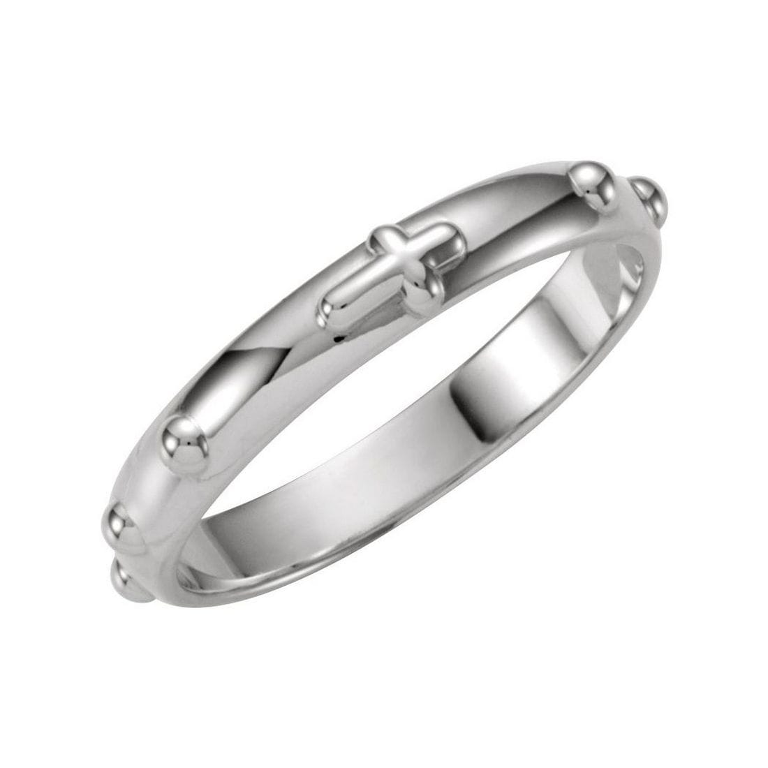 Sterling Silver 4Mm Rosary Eternity Band Ring White