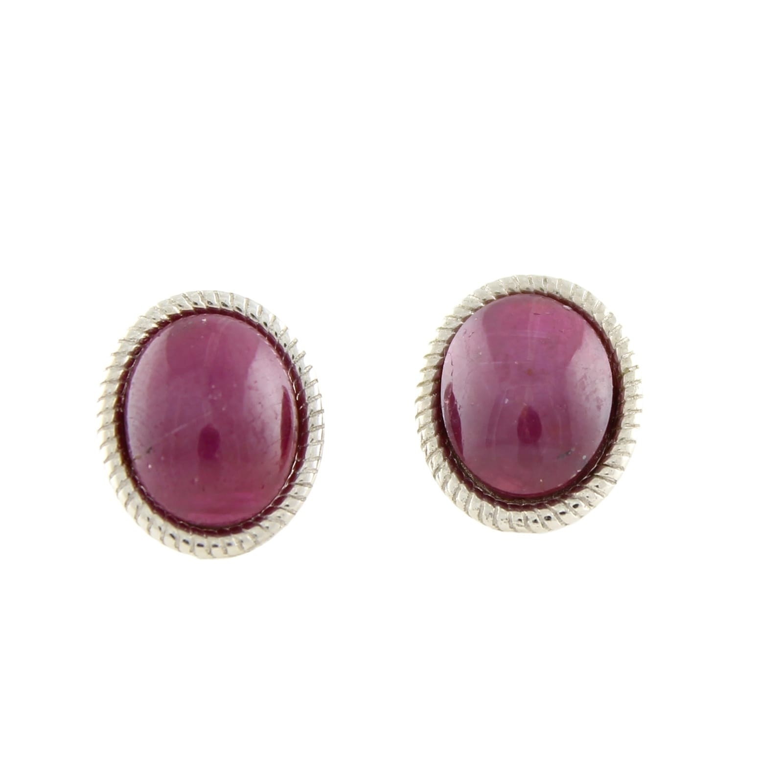 Pinctore Sterling Silver 7.45Ctw Ruby Studs Earring 0.50 L Red