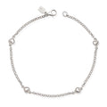 Sterling Silver 9 Inch Polished Heart Charm Station Rolo Anklet