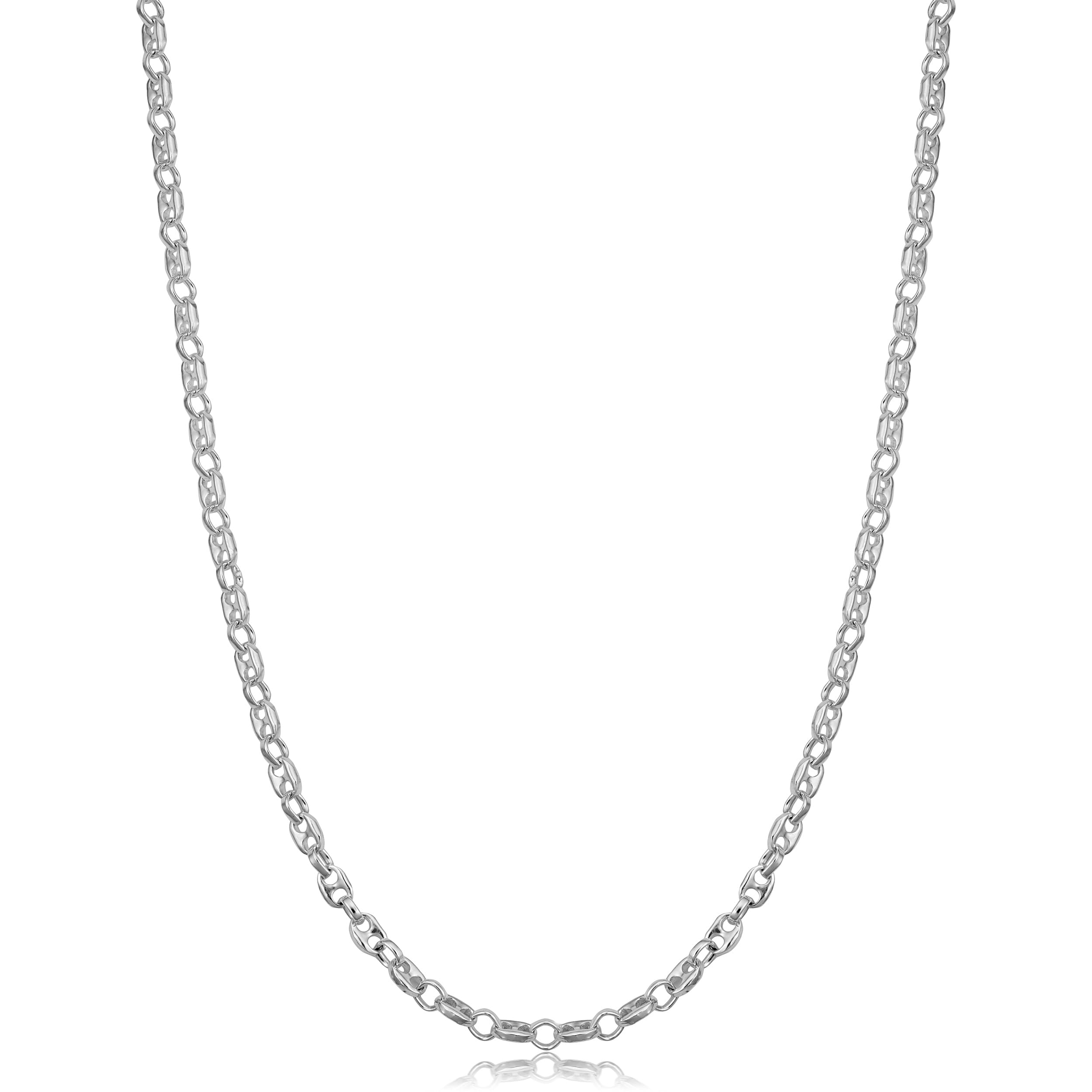 Sterling Silver Alternate Rolo And Mariner Link Chain Necklace