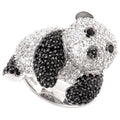 Pinctore Sterling Silver Black Spinel And White Zircon Panda Ring