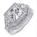 Sterling Silver Brilliant 3.0 Ct Wedding Band Ring Set Princess Cut