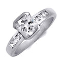 Sterling Silver Cz Princess Emerald Cut 1.25 Carat Wedding Ring