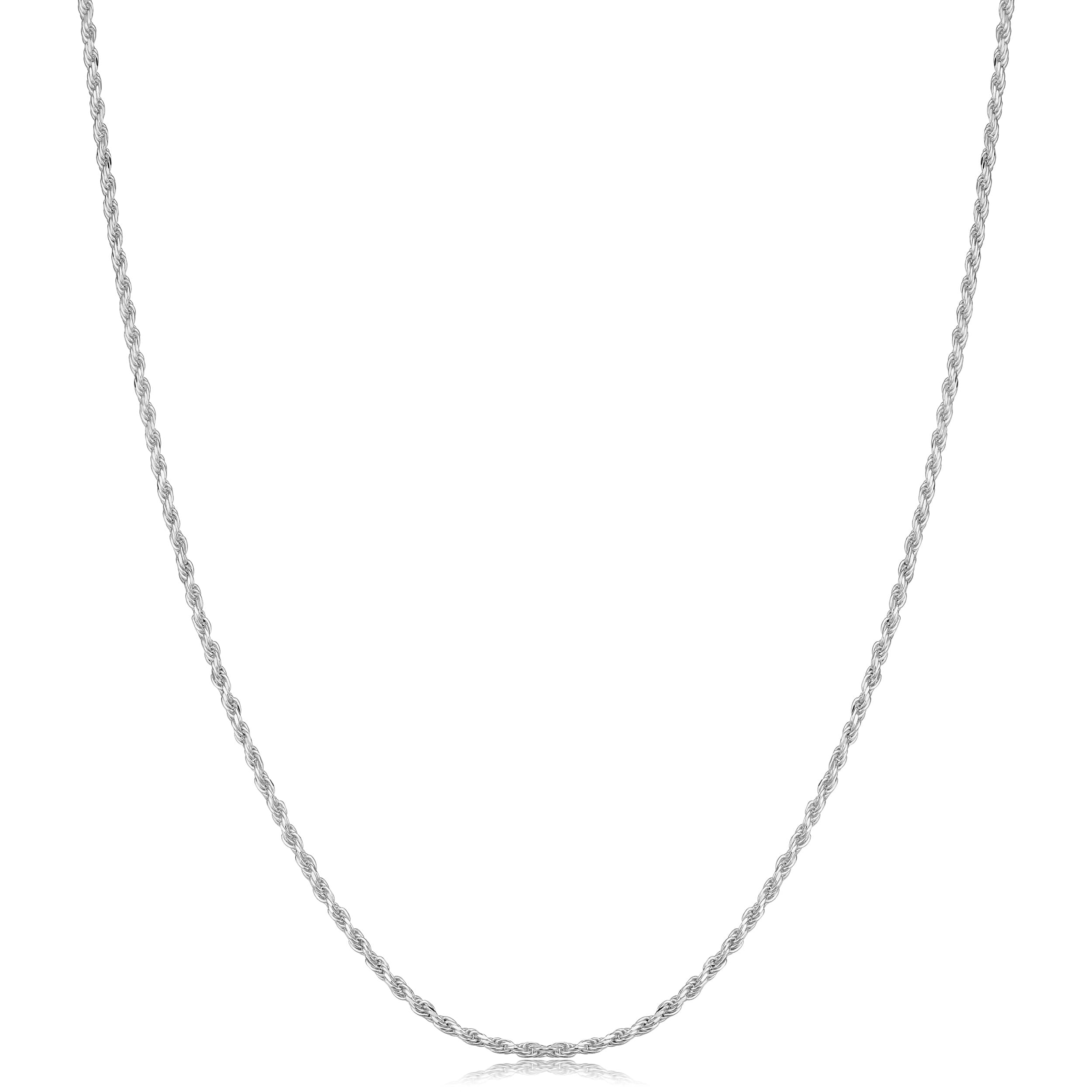 Sterling Silver Diamond Cut Rope Necklace 14 30Inches 1.1 Millimeters