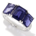 Pinctore Sterling Silver Emerald Iolite White Topaz Ring