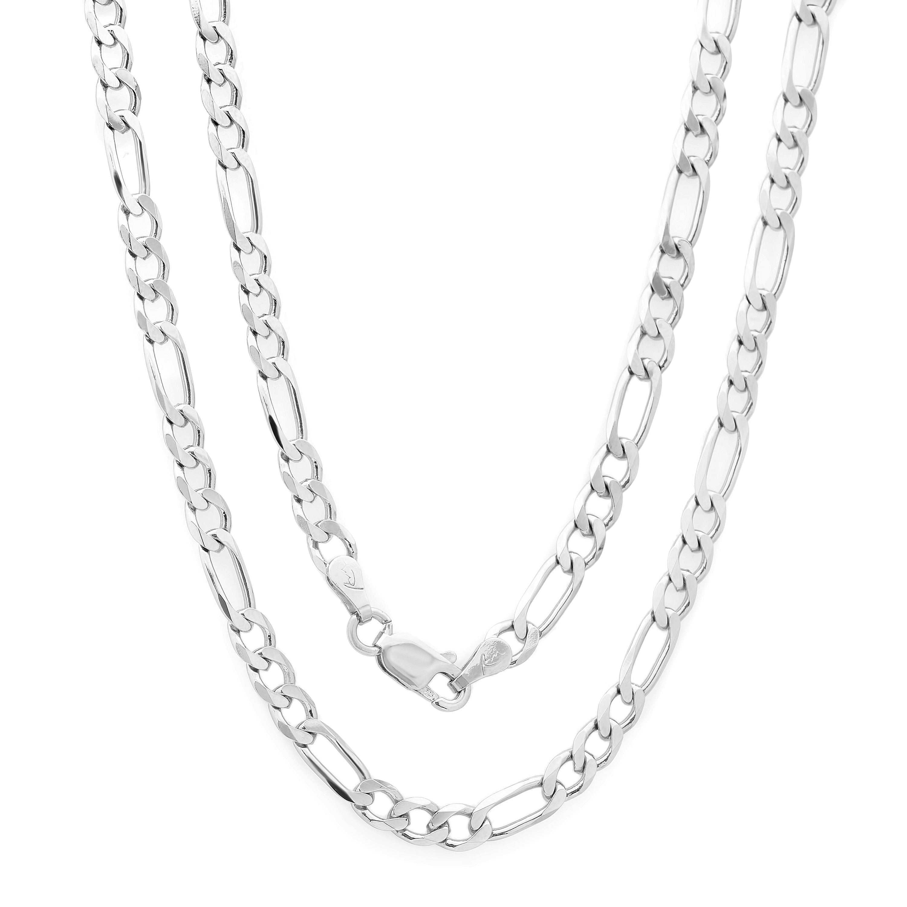 Sterling Silver Italian 4 Mm Figaro Chain 18 30 Inch