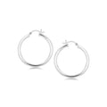 Sterling Silver Hoop Style Earrings With Polished Rhodium Plating 30Mm