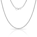 Sterling Silver Italian 2Mm Rhodium Plated Diamond Cut Rope Chain Necklace 16 30 White