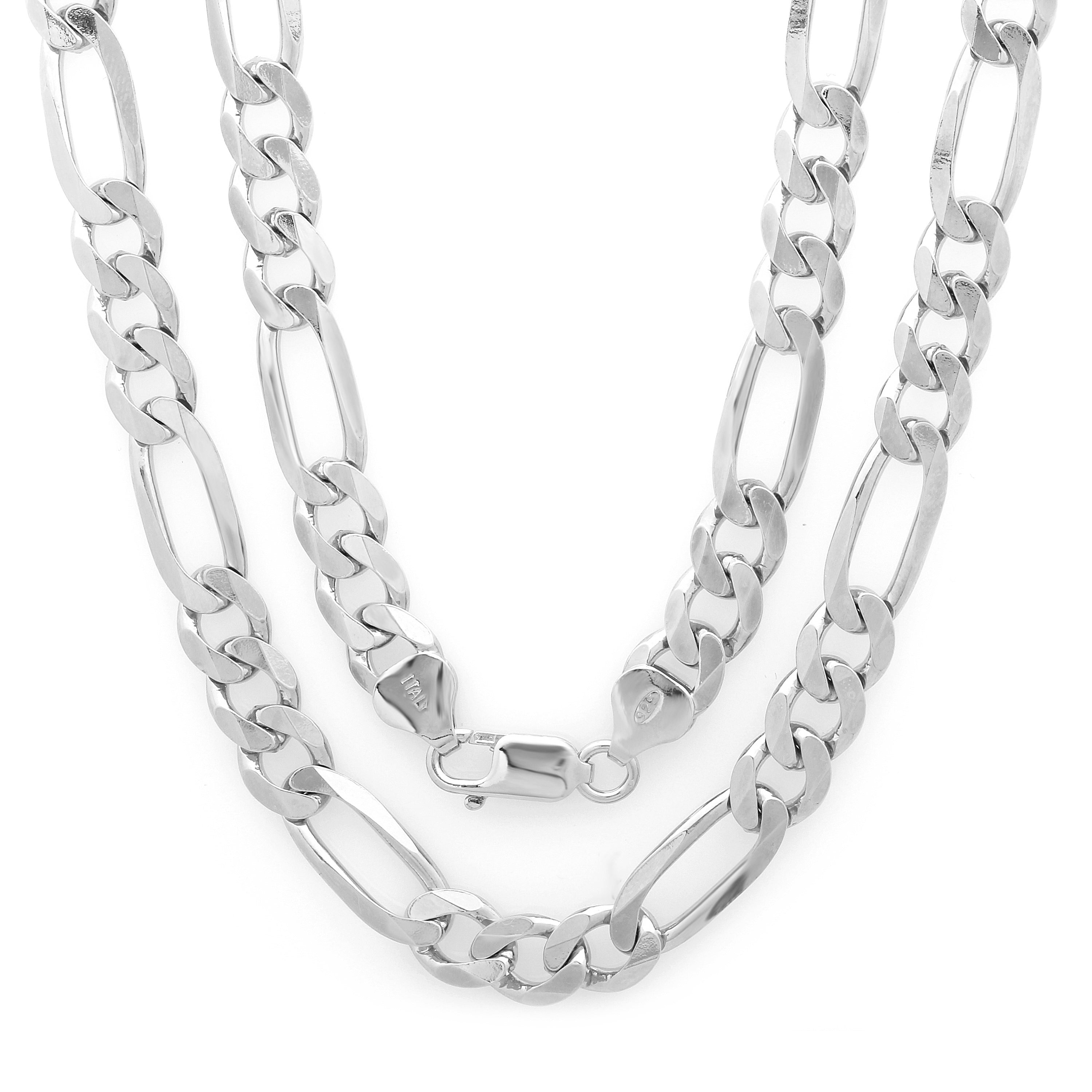 Roberto Martinez Sterling Silver 7.5Mm Figaro Chain Necklace 20 30