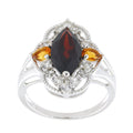 Pinctore Sterling Silver Marquise Garnet Citrine And White Zircon Ring Red