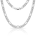 Sterling Silver Mens Italian 6Mm Pave Figaro Chain Necklace 18 30 White