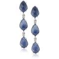 Pinctore Sterling Silver Blue Sapphire White Zircon Dangle Earrings