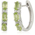 Pinctore Sterling Silver Peridot Small Hoop Earrings Green